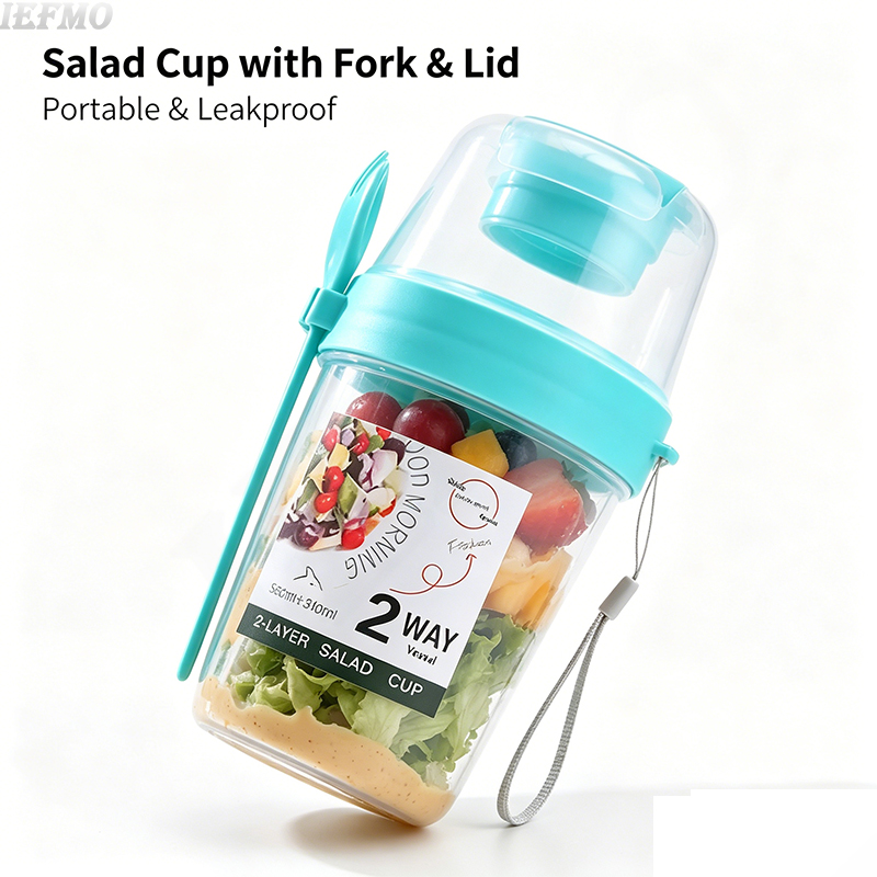 Food Snacks For Weight Loss - Taşınabilir Salata Kasesi Seti, Dahili Çatal