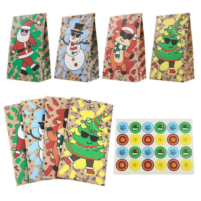 Xmas Food Snacks - Noel Kağıt Çantaları 24 Adet Yeni
